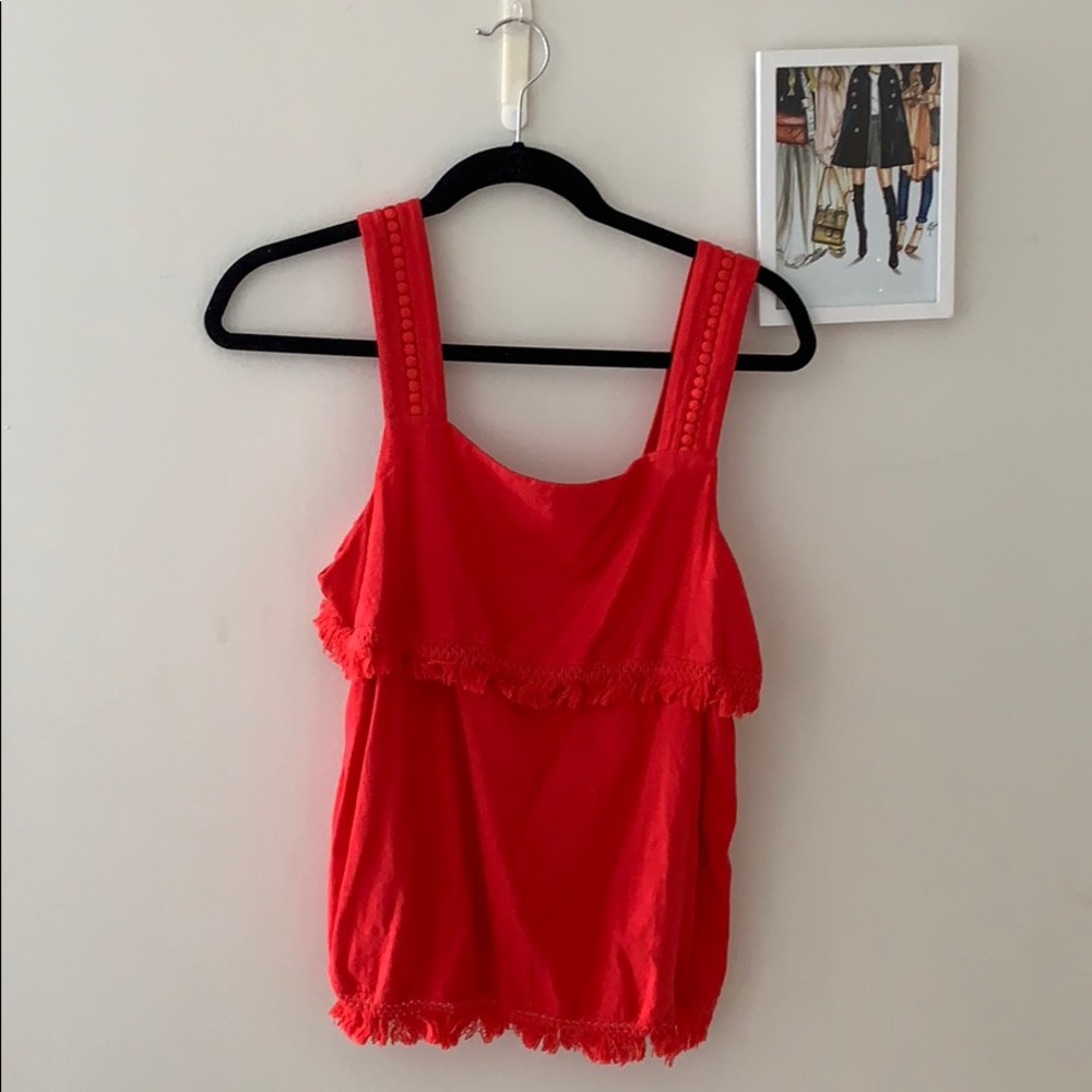 Red fringe tank top